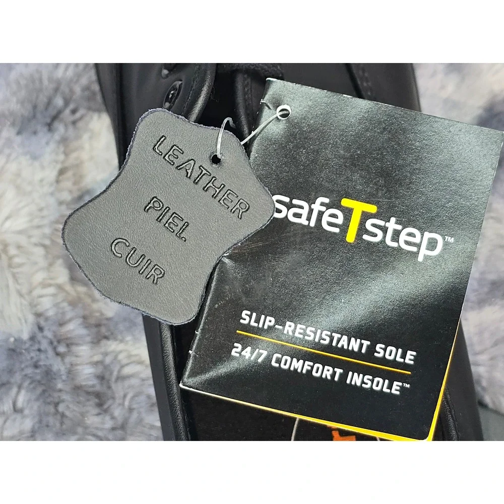 NWT SafeTstep Work Shoes Black Slip Resistant Comfort Leather Mens Size 12